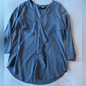 Theory blue silk blouse